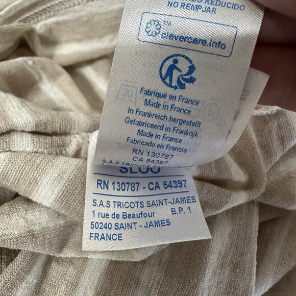 Jenni Kayne Saint James Top Women Small Oatmeal Striped Linen Rue Tee Preppy - Picture 15 of 16